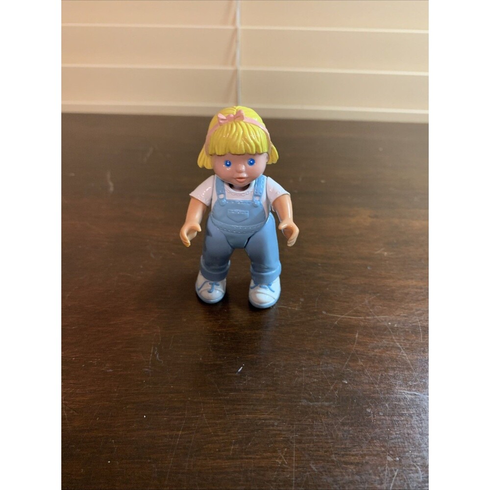 Fisher-Price Loving Family Dollhouse 1993 Girl Sister Doll Figure Blue Overalls